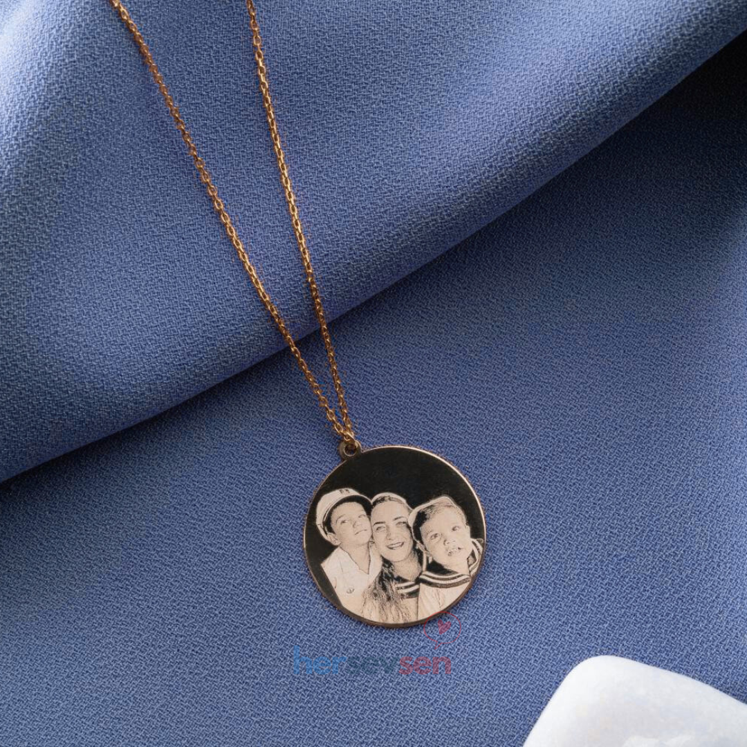 Kişiye Özel Lazer Çizim Fotoğraflı Kolye