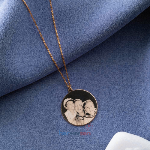 Kişiye Özel Lazer Çizim Fotoğraflı Kolye