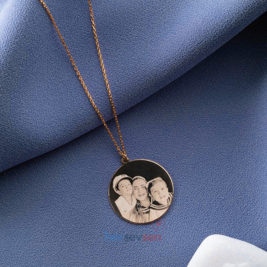 Kişiye Özel Lazer Çizim Fotoğraflı Kolye
