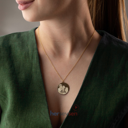 Kişiye Özel Lazer Çizim Fotoğraflı Kolye