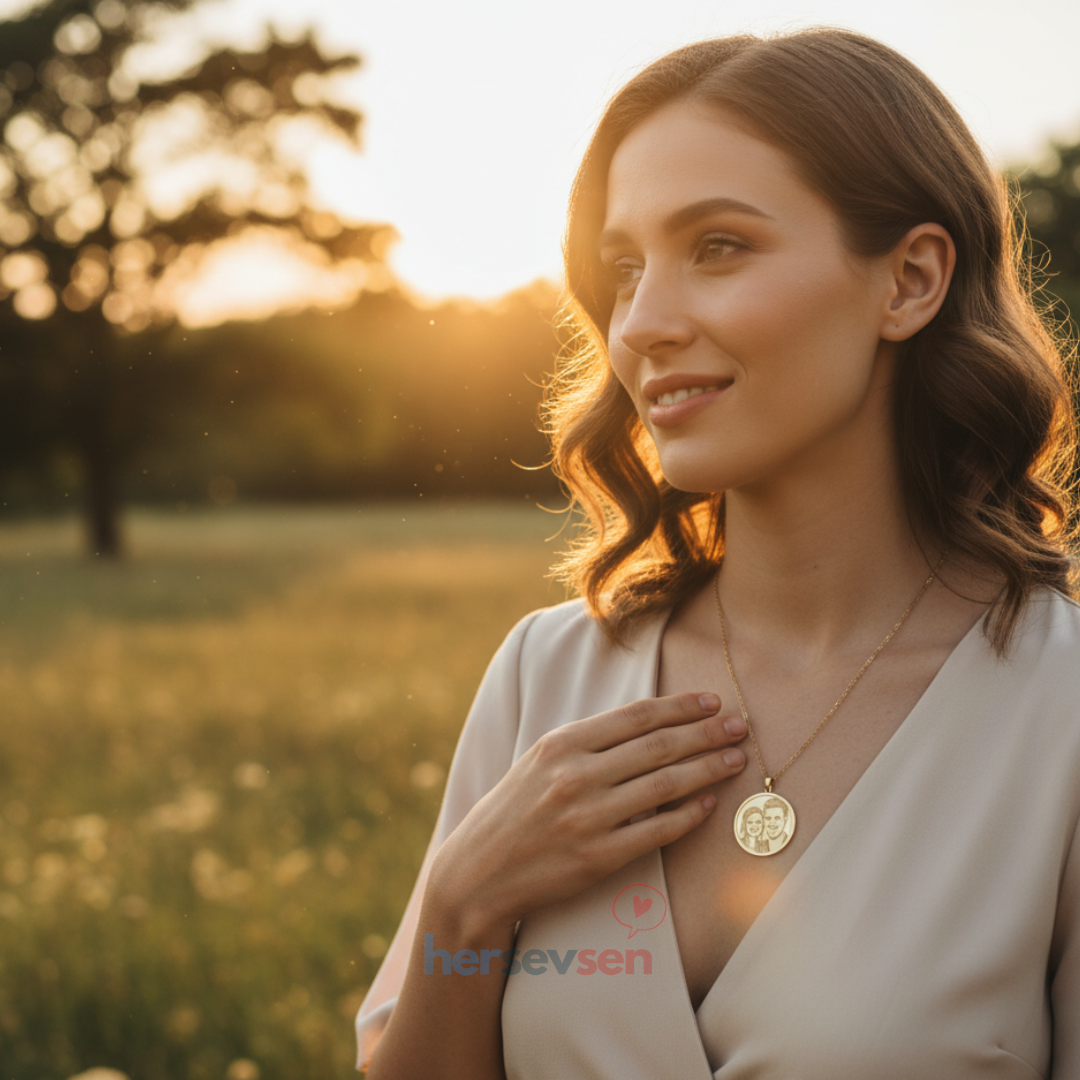 Kişiye Özel Lazer Çizim Fotoğraflı Kolye