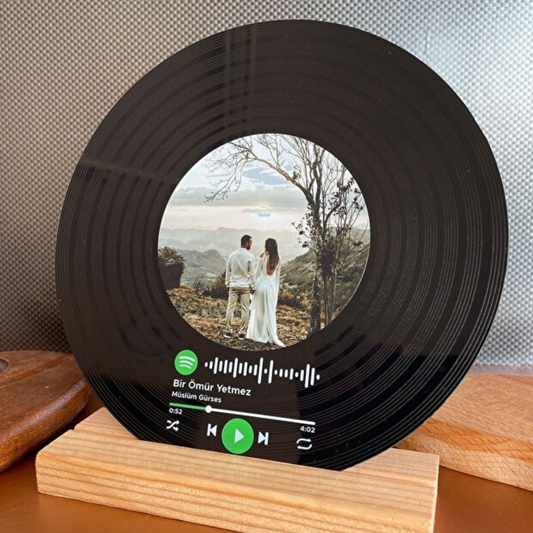 Kişiye Özel Spotify Barkodlu Siyah Plak